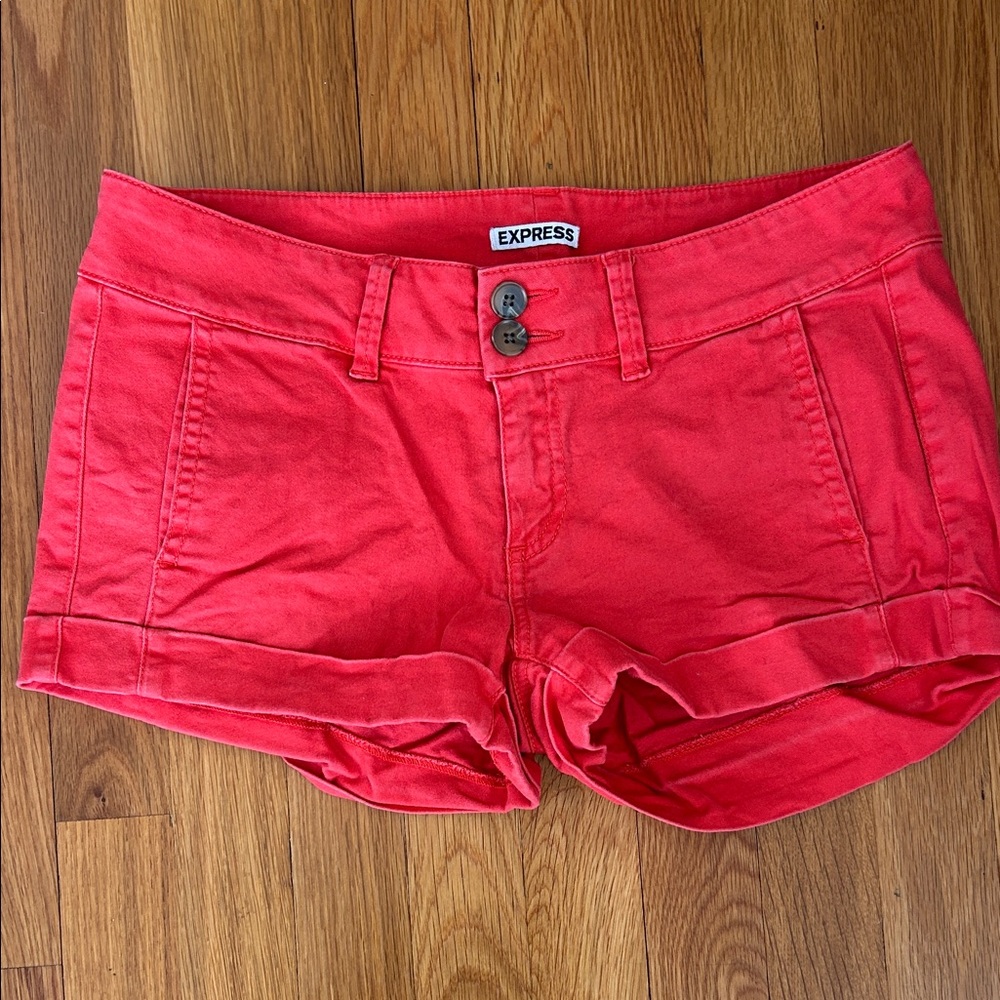 Express Women's Vibrant Red High Waist Shorts